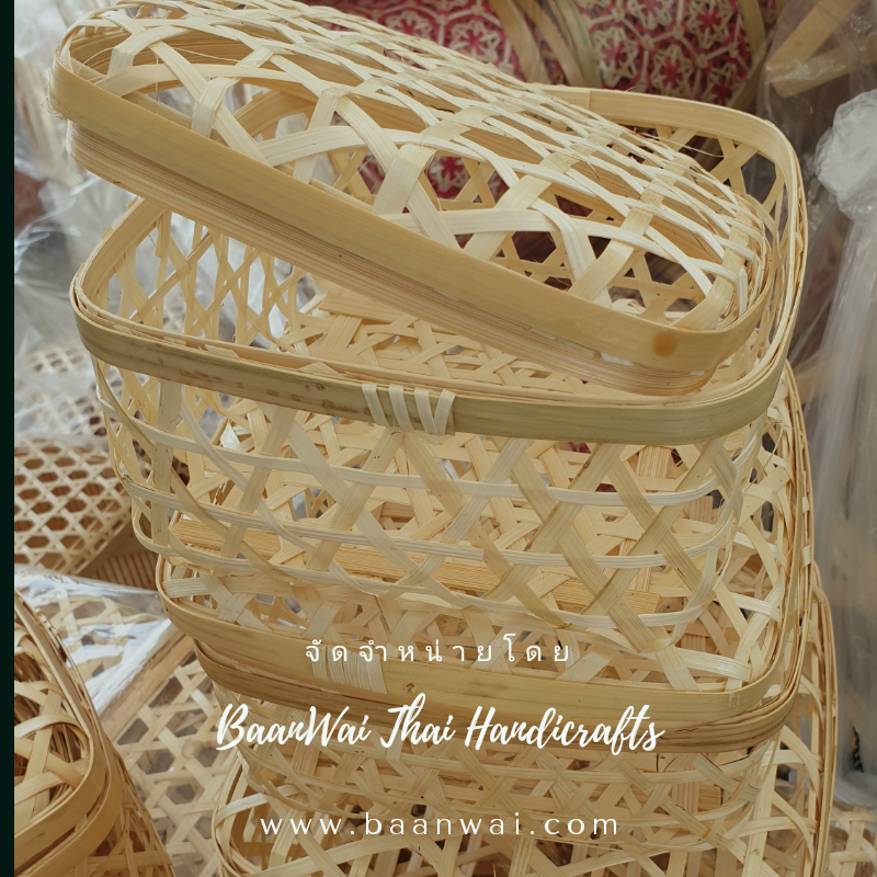 กล่องไม้ไผ่สาน ฝาปิด มี 5 ขนาด Size S 10*10 cm