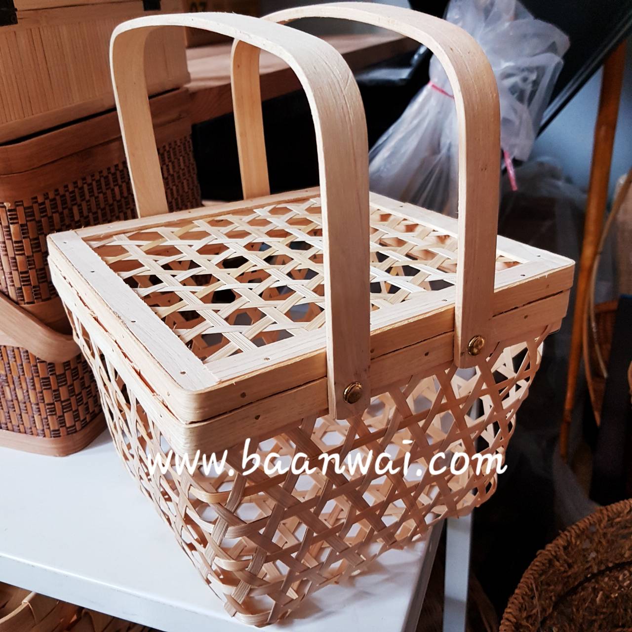 ชะลอมกระปุก ชะลอมปิ่นโตไม้ไผ่ ขนาด 8*7 นิ้ว