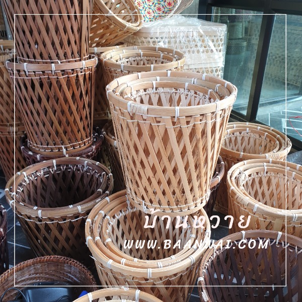ตะกร้าต้นไม้ ตะกร้าไม้ไผ่ VV มี 3 ขนาด