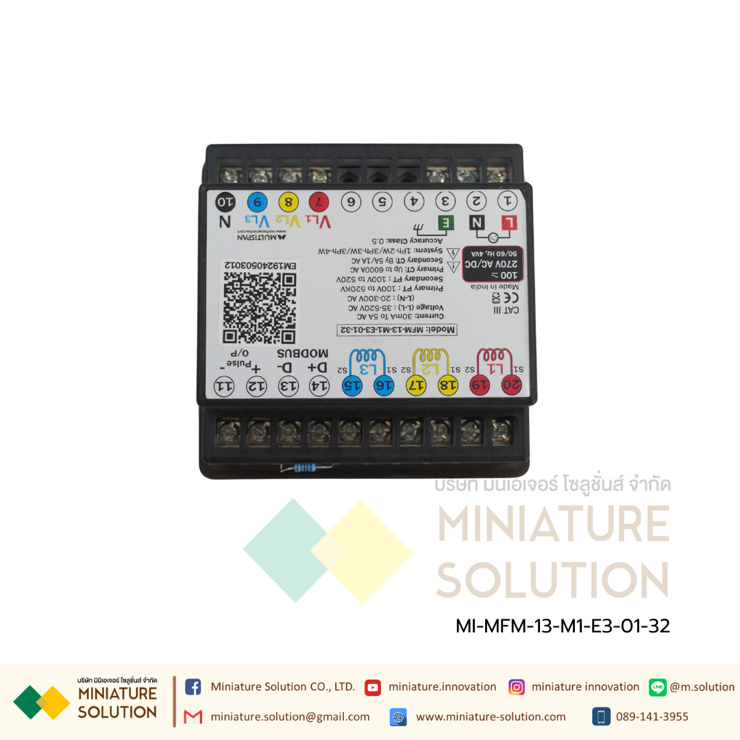 Multifunction Meter - 3 Line Display 1Ø-2W, 3Ø-3W/4W Selectable Primary Voltage 100V to 520kVAC RS-485 Modbus