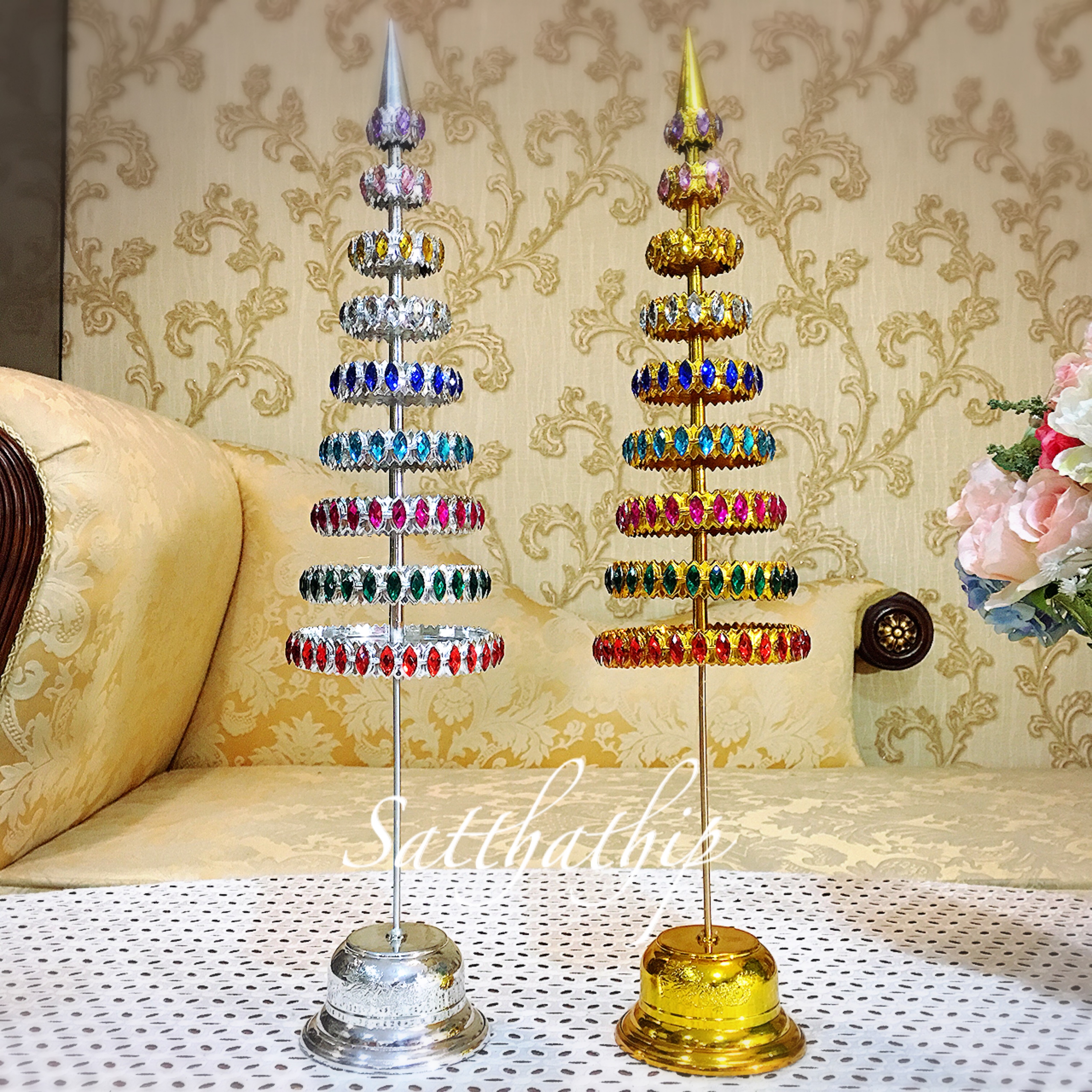 สูง 50 ซม. l ฉัตร - ฉัตรเงินทอง - ฉัตร 9 ชั้น