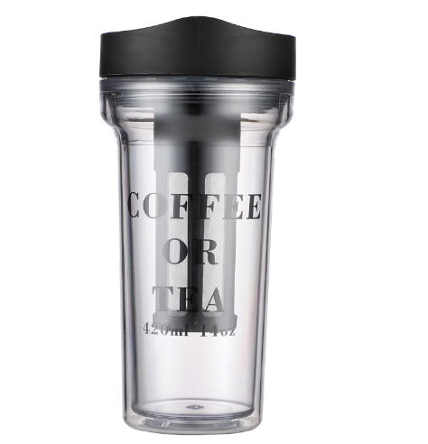 แก้วน้ำสองชั้น,แก้วกาแฟ,แก้วพร้อมที่กรองชา,420ml