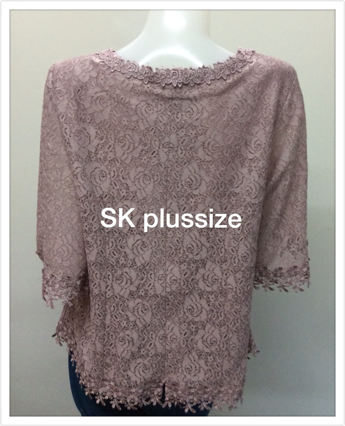 เสื้อลูกไม้ สีโอวัลติน อกผ้าแก้ว 2 ชั้น รอบอก 44 นิ้ว