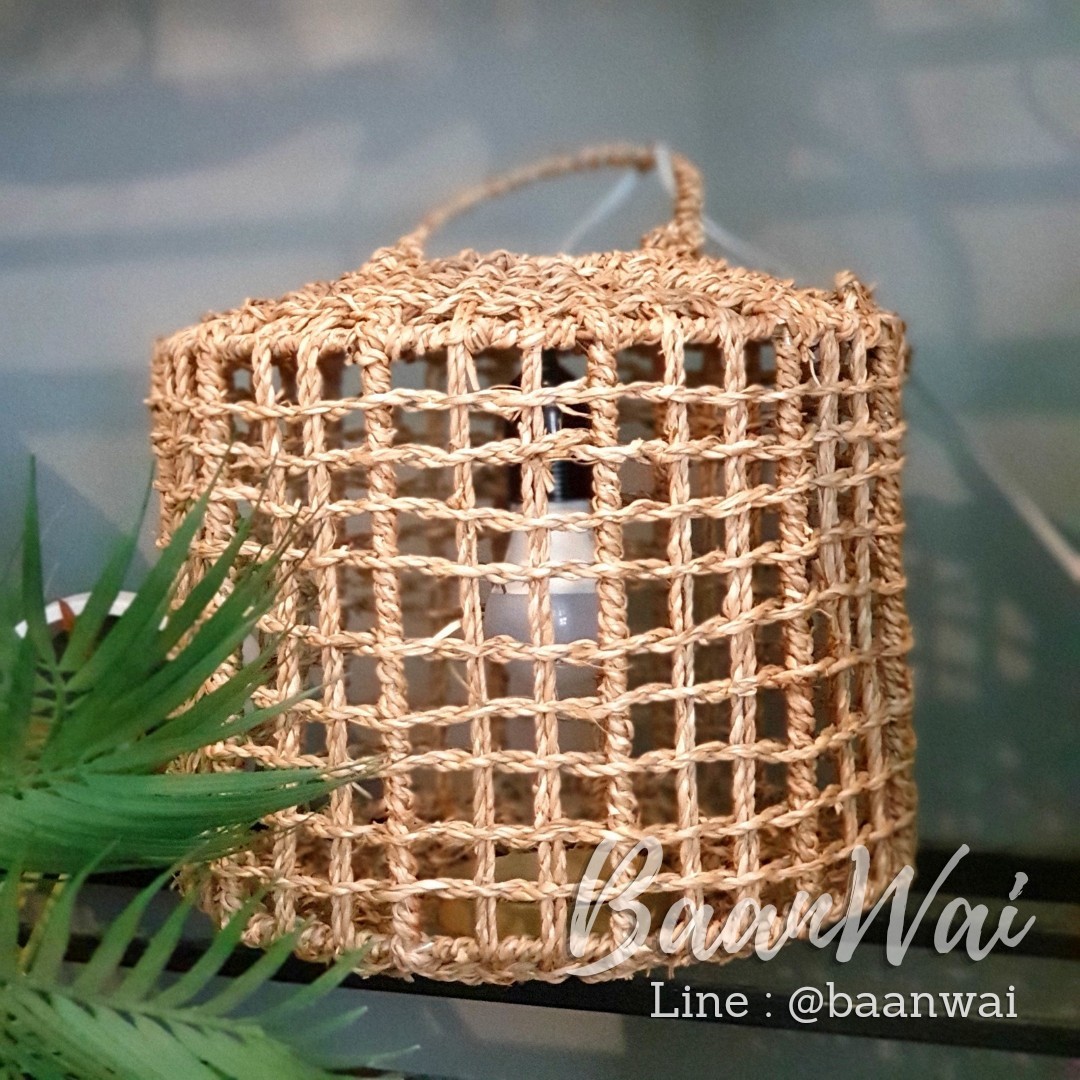 โคมไฟเชือก โครงเหล็ก ทรงกลม 28 cm * สูง 28 cm