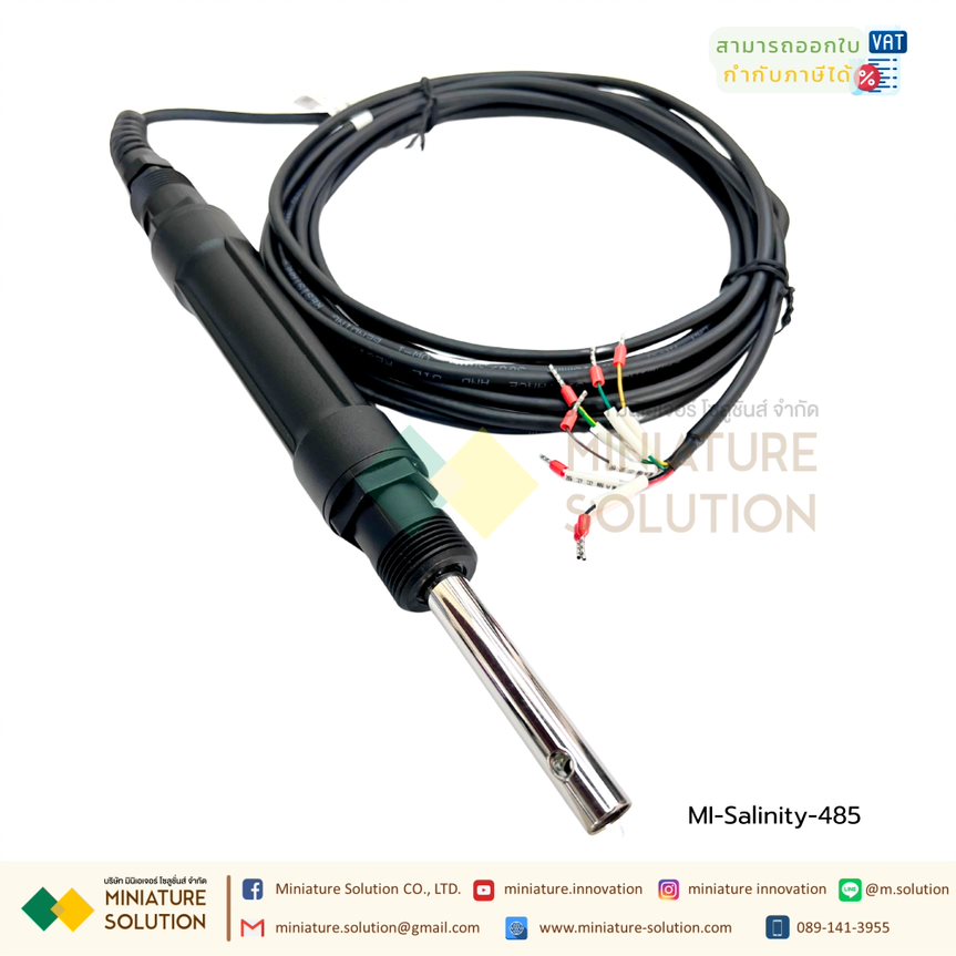 เซ็นเซอร์วัดค่าความเค็มในน้ำ Salinity Sensor electrode probe RS-485 MODBUS RTU Output Seawater salinity sensor : (485) + (4-20mA) dual output, 5% range 5m line