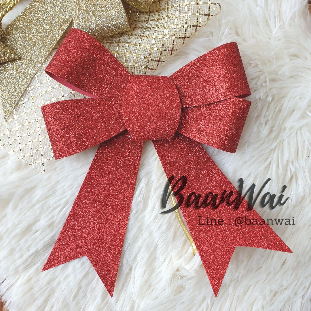 โบว์เพชร โบว์ตกแต่งกระเช้า โบว์ตกแต่งของชำร่วย