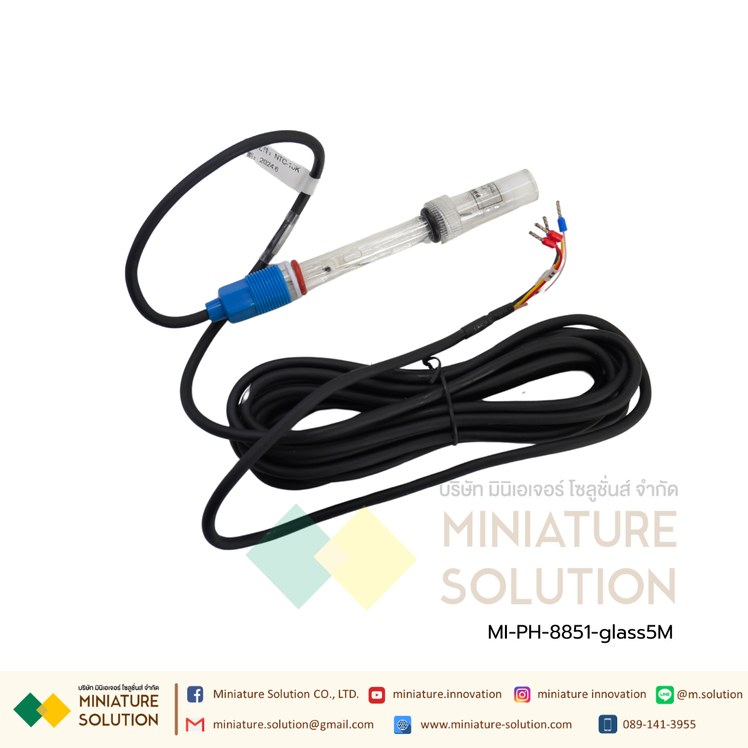 เซนเซอร์ PH สำหรับ Controller รุ่น PH-8851 High temperature glass electrode (5m temperature compensation)