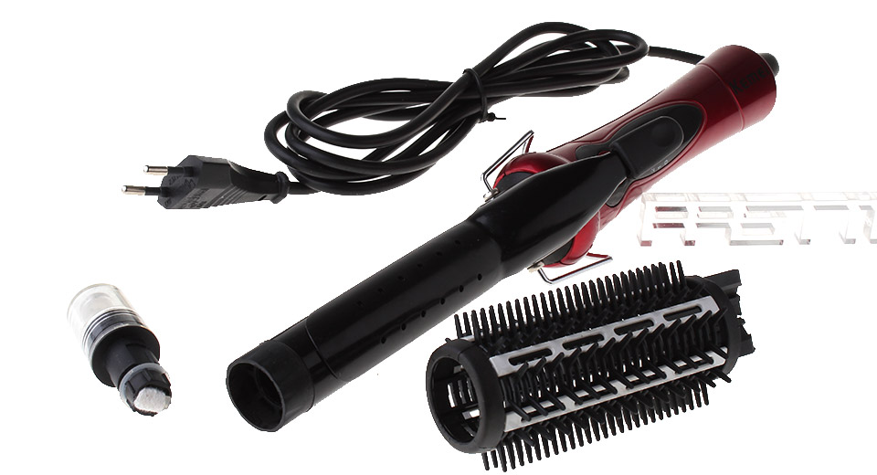 Kemei KM-026 เครื่องหนีบ&ม้วนผมไอน้ำ 2 in 1 พร้อมแปรงหวี ทั้งหนีบและอบไอน้ำ ลอนหยิก ปรับได้ 2 ระดับ หมุน 360 องศา – สีแดง