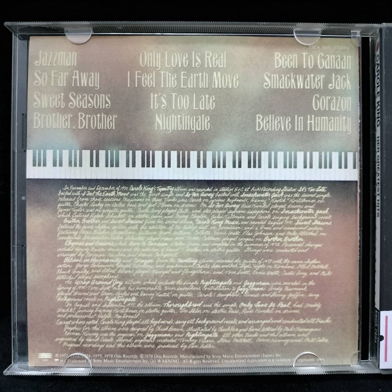 Carole King – Her Greatest Hits - Songs Of Long Ago / JAPAN / เป็นรอยเล็กน้อย