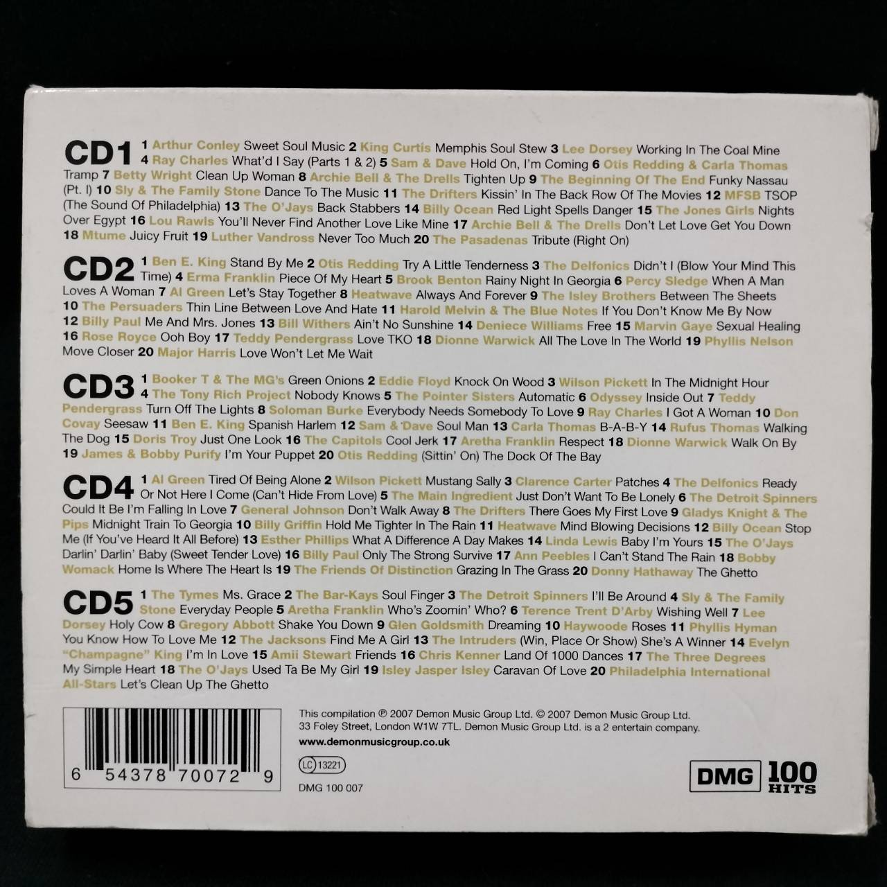 Various – 100 Hits Soul / EU / กล่องสวมมีตำหนิเล็กน้อย / 5CD / แผ่นสวย