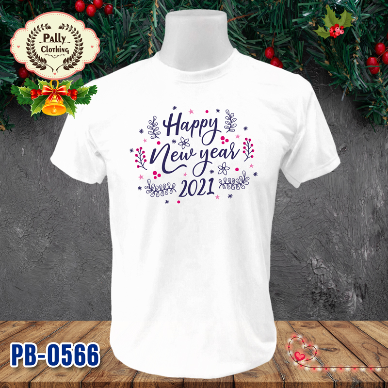 เสื้อปีใหม่และคริสต์มาส PB-0566 ลาย Happy New year 2021