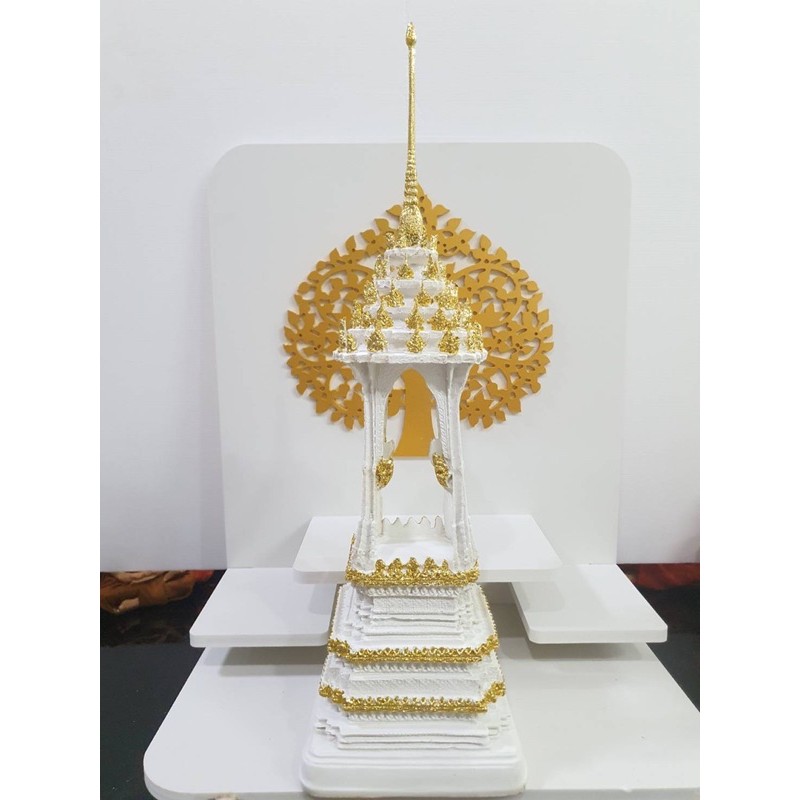 บุกษก มณฑป สูง22นิ้ว สีขาวปิดทองเค เนื้อเรซิ่น