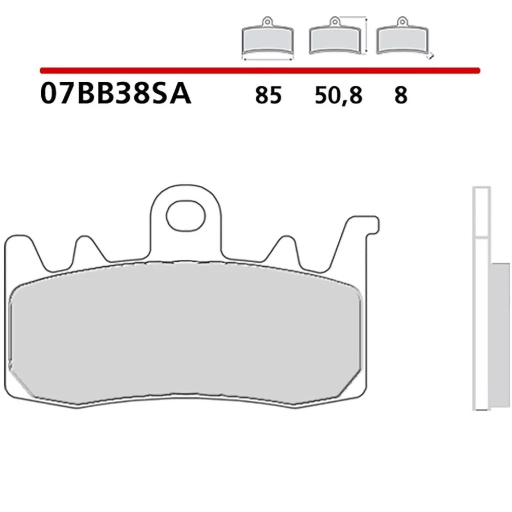ผ้าเบรคหน้า Brembo 07BB38SA เกรด sinter สำหรับ BMW , R1200GS ('13>), R1200GS ADVENTURE ('14)