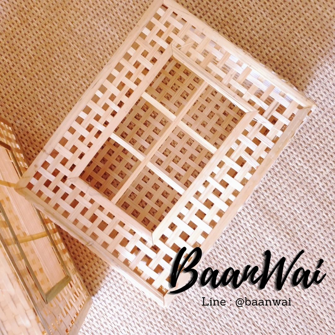กล่องไม่ไผ่สาน กล่องไม้ไผ่ กล่องไม้ไผ่ 6 ช่อง กล่องใส่ของฝาก