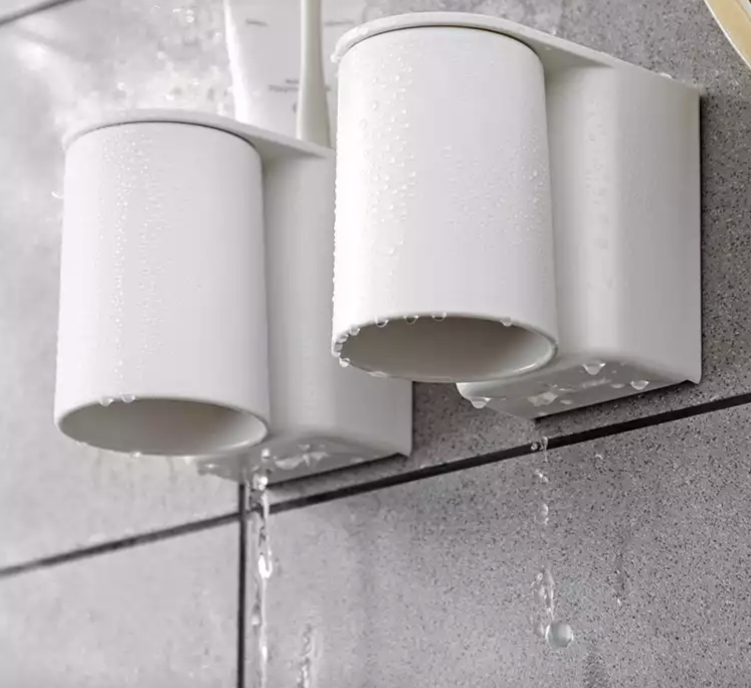 แก้วแปรงฟัน ที่เก็บยาสีฟัน ที่เก็บแก้วแปรงฟัน เซทแก้วแปรงฟัน พร้อมที่เก็บแปรงสีฟันติดผนัง ไม่เจาะ