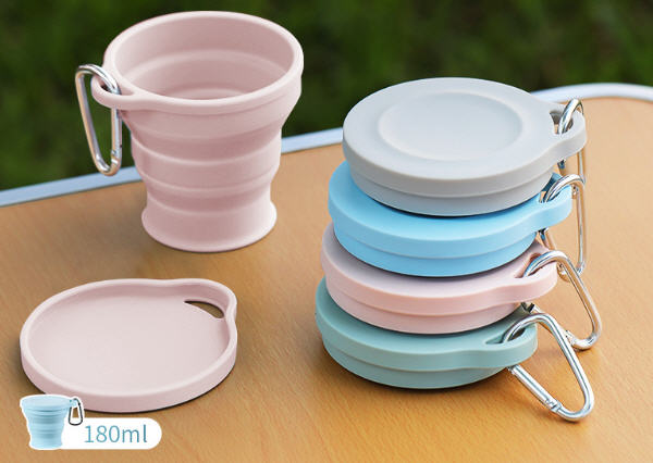 ถ้วยซิลิโคนพับได้,แก้วซิลิโคน,แก้วซิลิโคนพกพา,ถ้วยพับได้พร้อมที่ห้อย,180ml