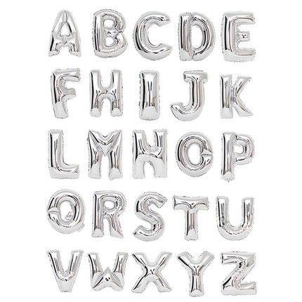 ลูกโป่งฟอยล์ตัวอักษร A-Z Alphabet 16-inch Silver Foil Balloon (No-helium)
