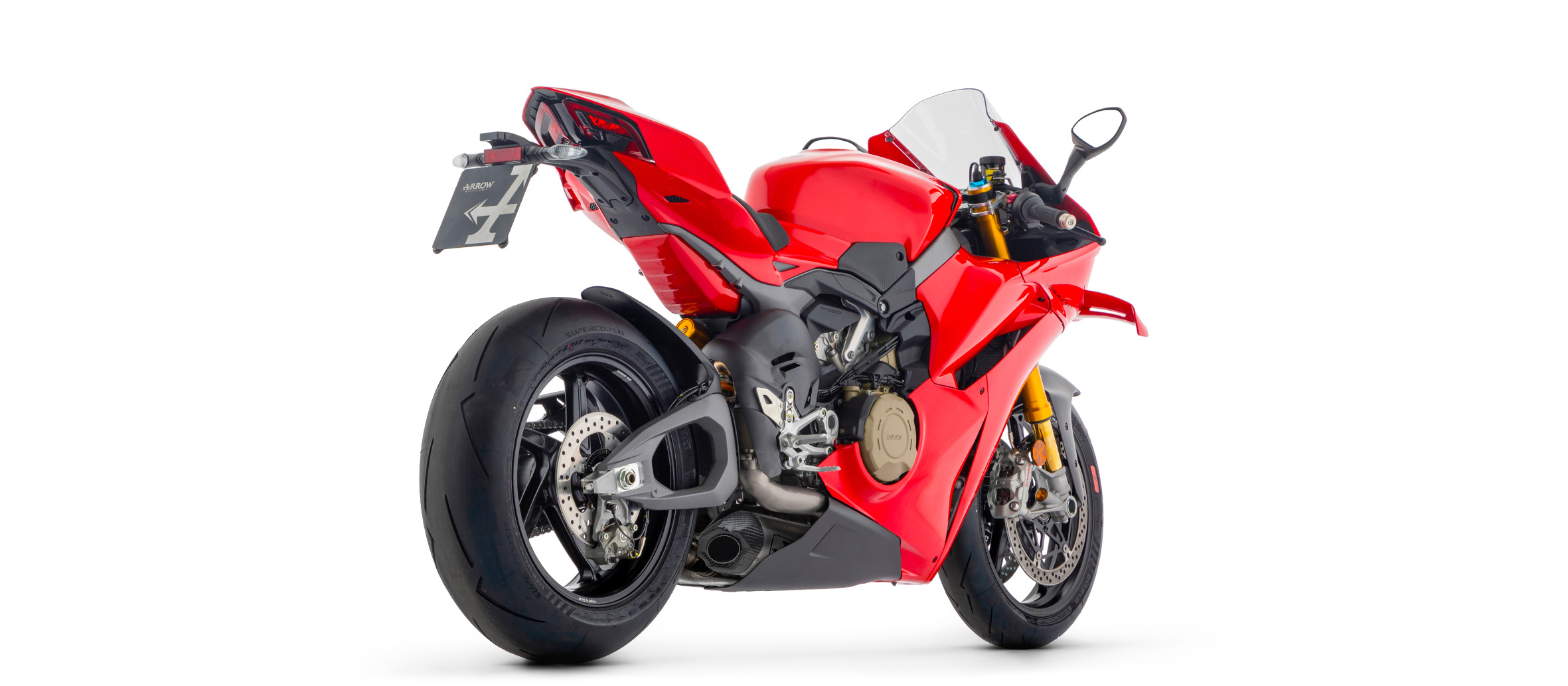 ท่อ Arrow สลิปออนไทเทเนียม สำหรับ Panigale V4 2025+ ท่อคู่ออกล่าง