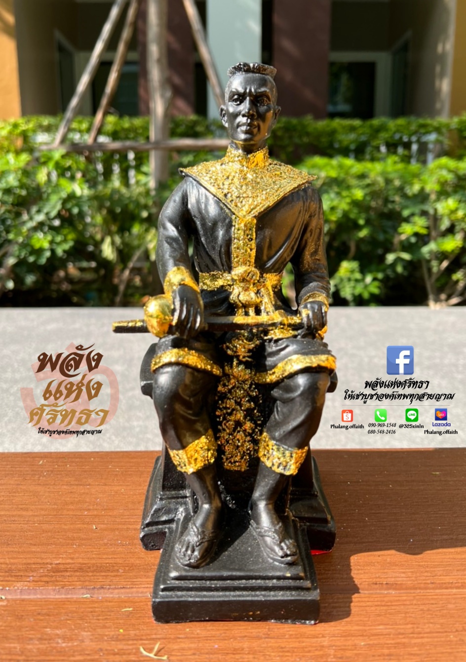 พระนเรศวรมหาราช_หยาดน้ำลงดิน_เนื้อเรซิ่นปิดทองคำเปลว_เบิกเนตรแล้ว