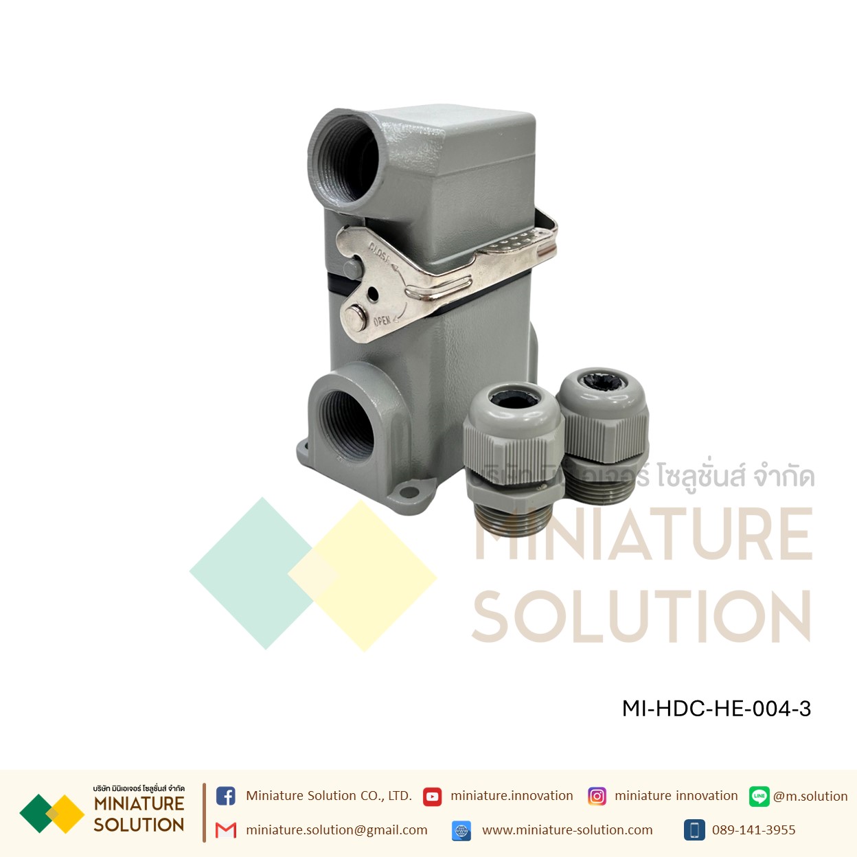 ปลั๊กเชื่อมต่อใช้สำหรับงานหนัก Heavy Duty Connectors Power แบบขันสกรู16A 500V HDC-HE-4/6/10/16/20/24/32/48 3 ช่อง