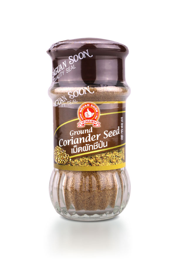 เม็ดผักชีป่น ตรามือ ขวดแก้ว Ground Coriander Seeds 35 g. (06-0397)
