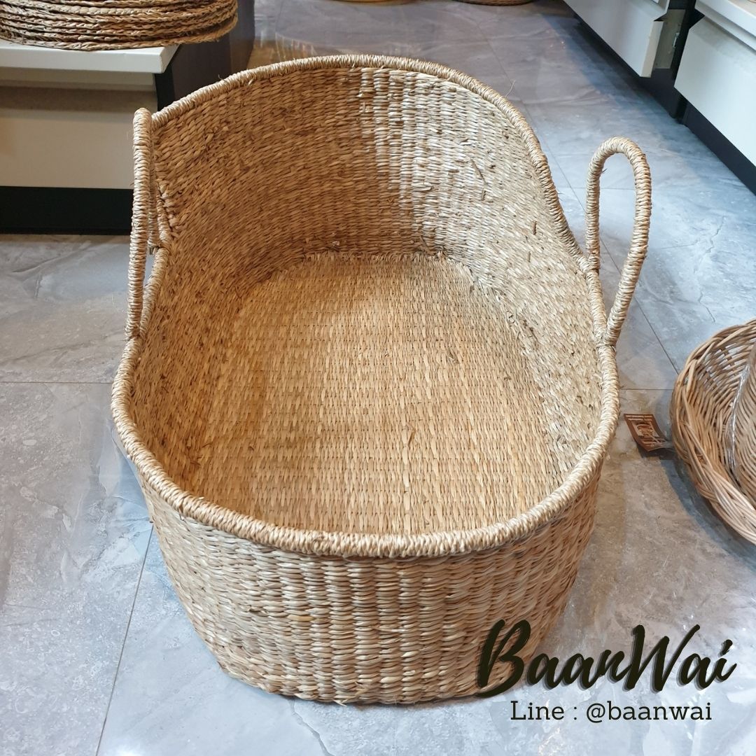 ที่นอนน้องหมา น้องแมว ที่นอนขนาดใหญ่ สานจากฟางหญ้า พร้อมเบาะ