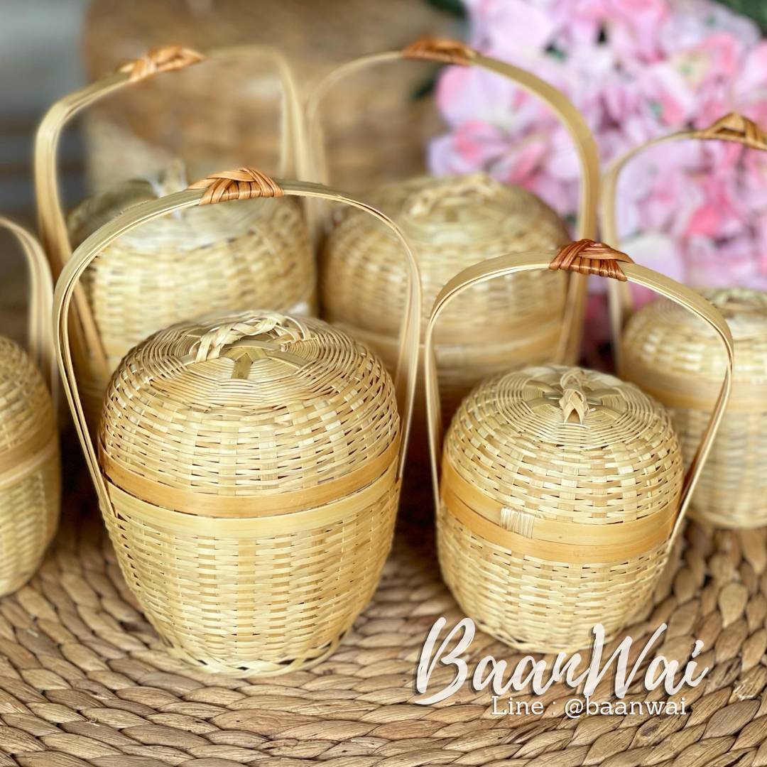 ตะกร้าไม้ไผ่ ชะลอมถือ