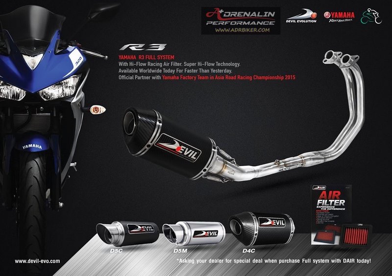 ท่อ Devil Evolution full system สำหรับ R3, mt03 2015ขึ้นไป (For Exhibition only)