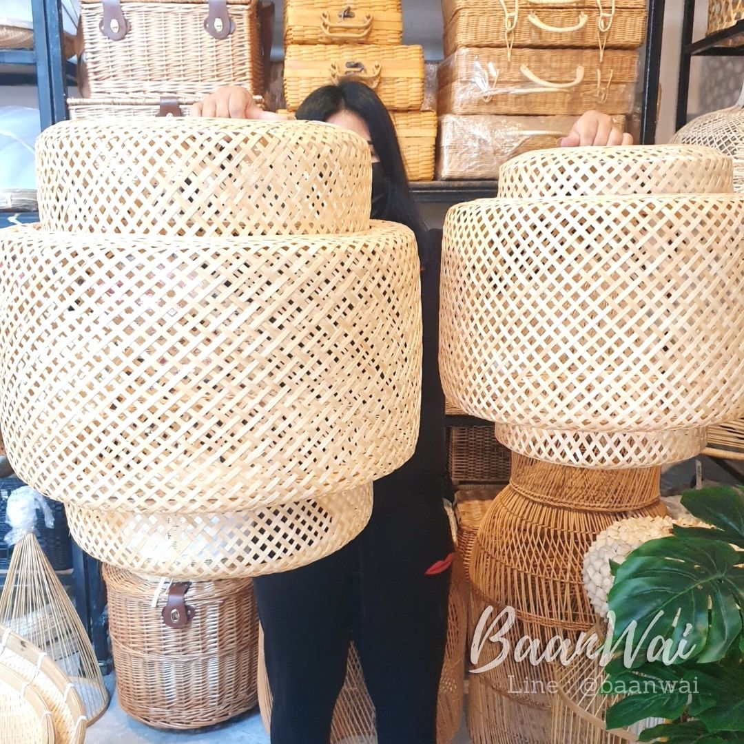 โคมไฟตกแต่ง โคมไฟไม้ไผ่ โคมซ้อน มี 2 ขนาด