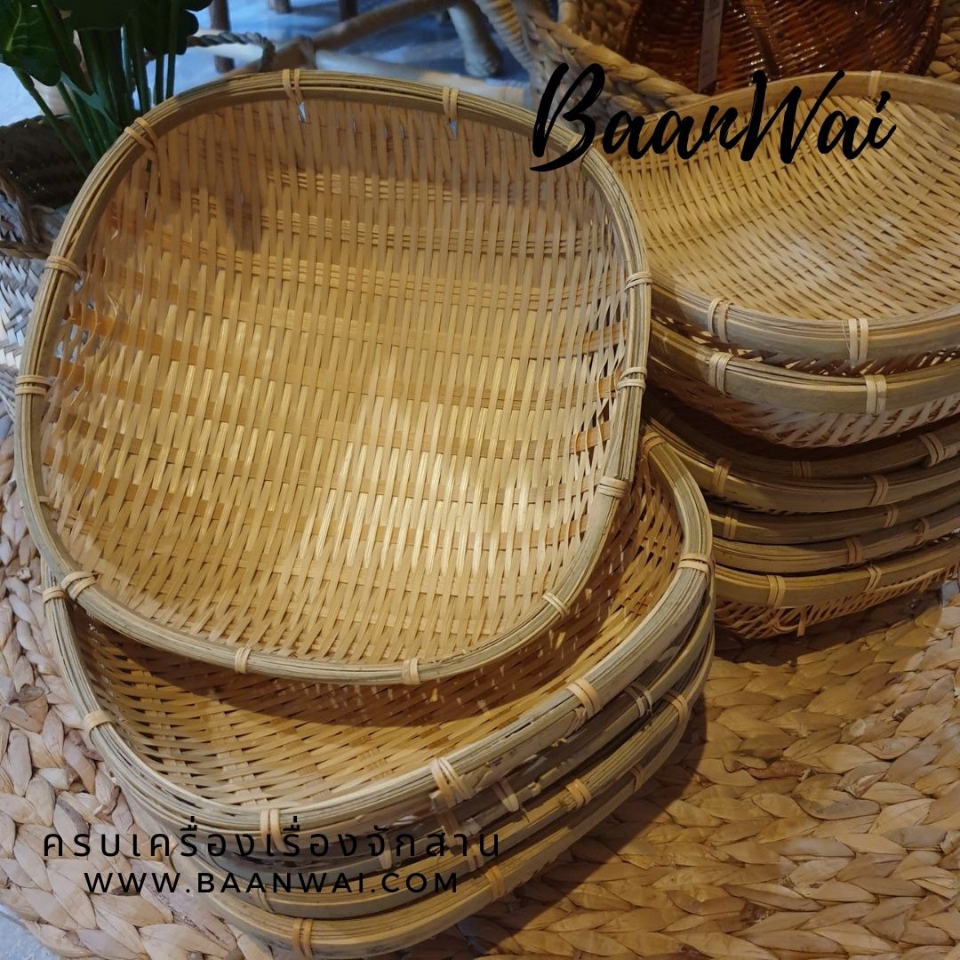 กระชอนไม้ไผ่ ทรงเหลี่ยม ขนาด 10 นิ้ว