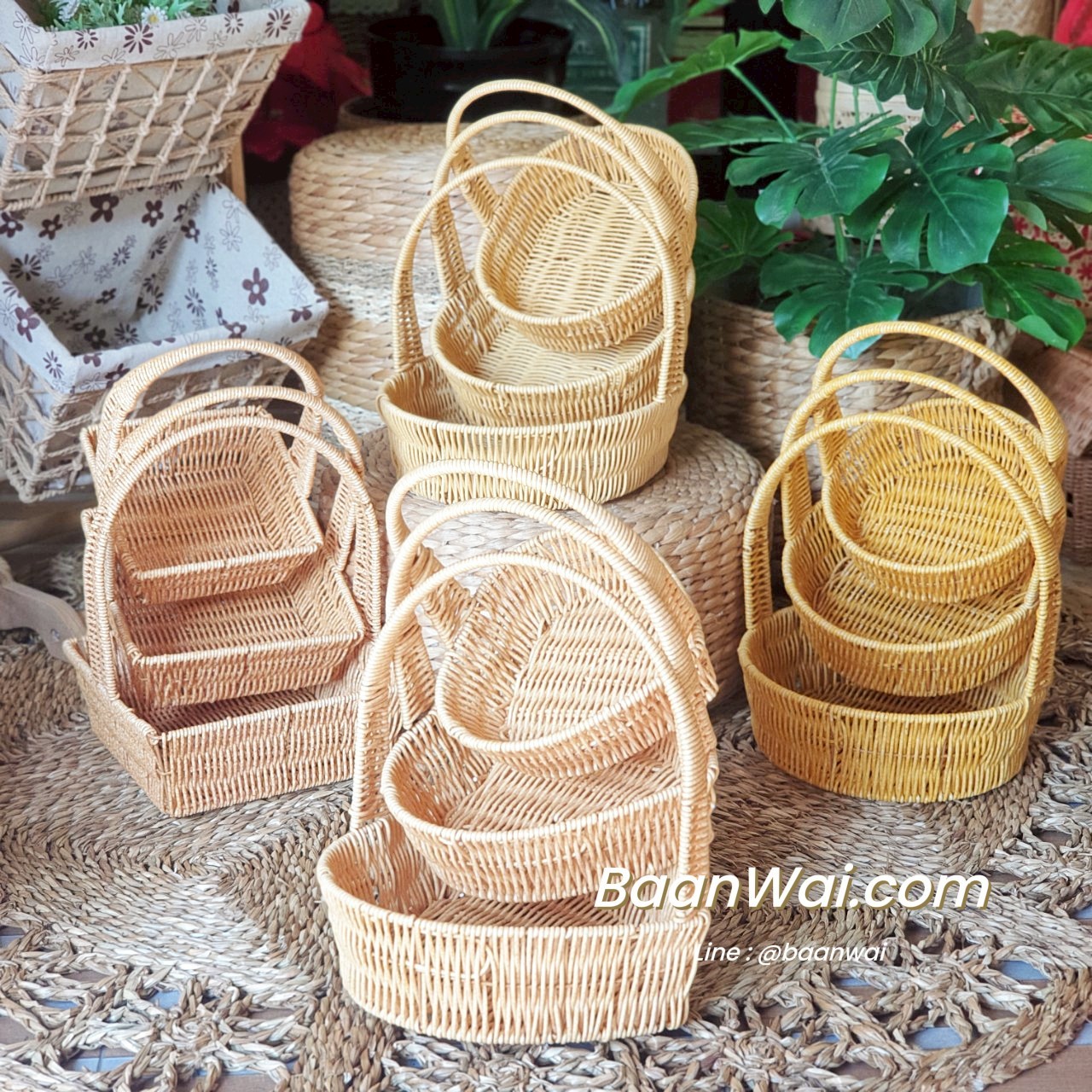 กระเช้าหวายเทียม ทรงเหลี่ยม