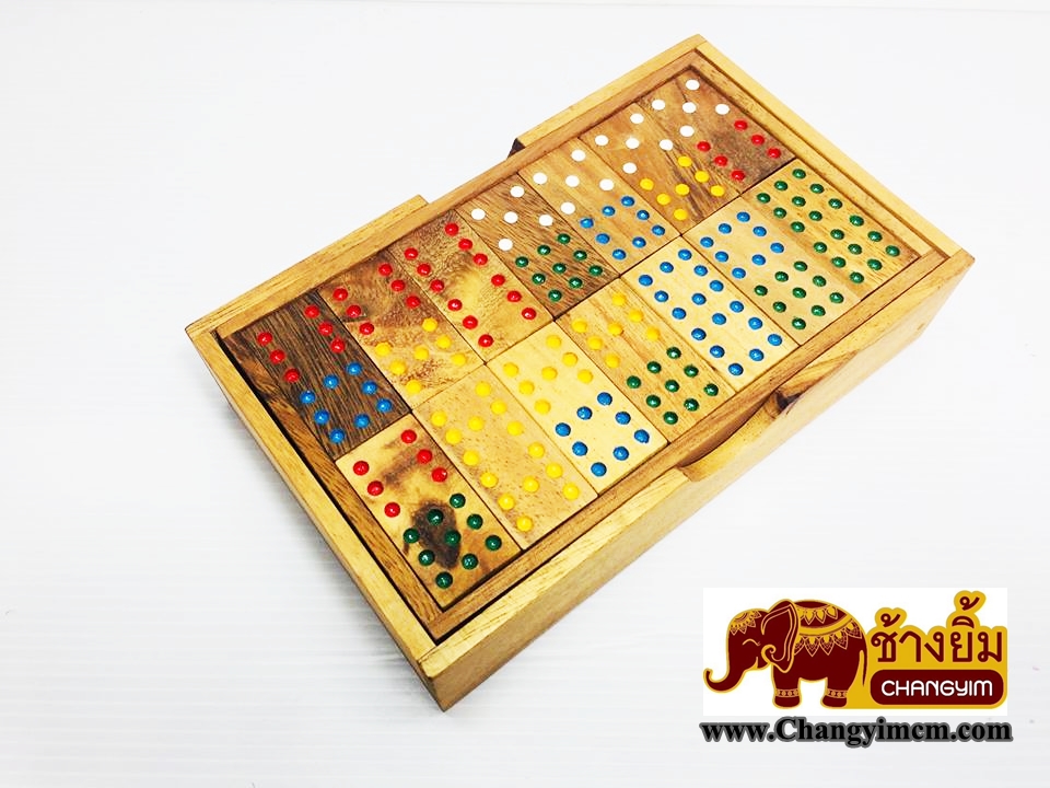 กล่องโดมิโน่ไม้ ( โดมิโน่ 56 ชิ้น )