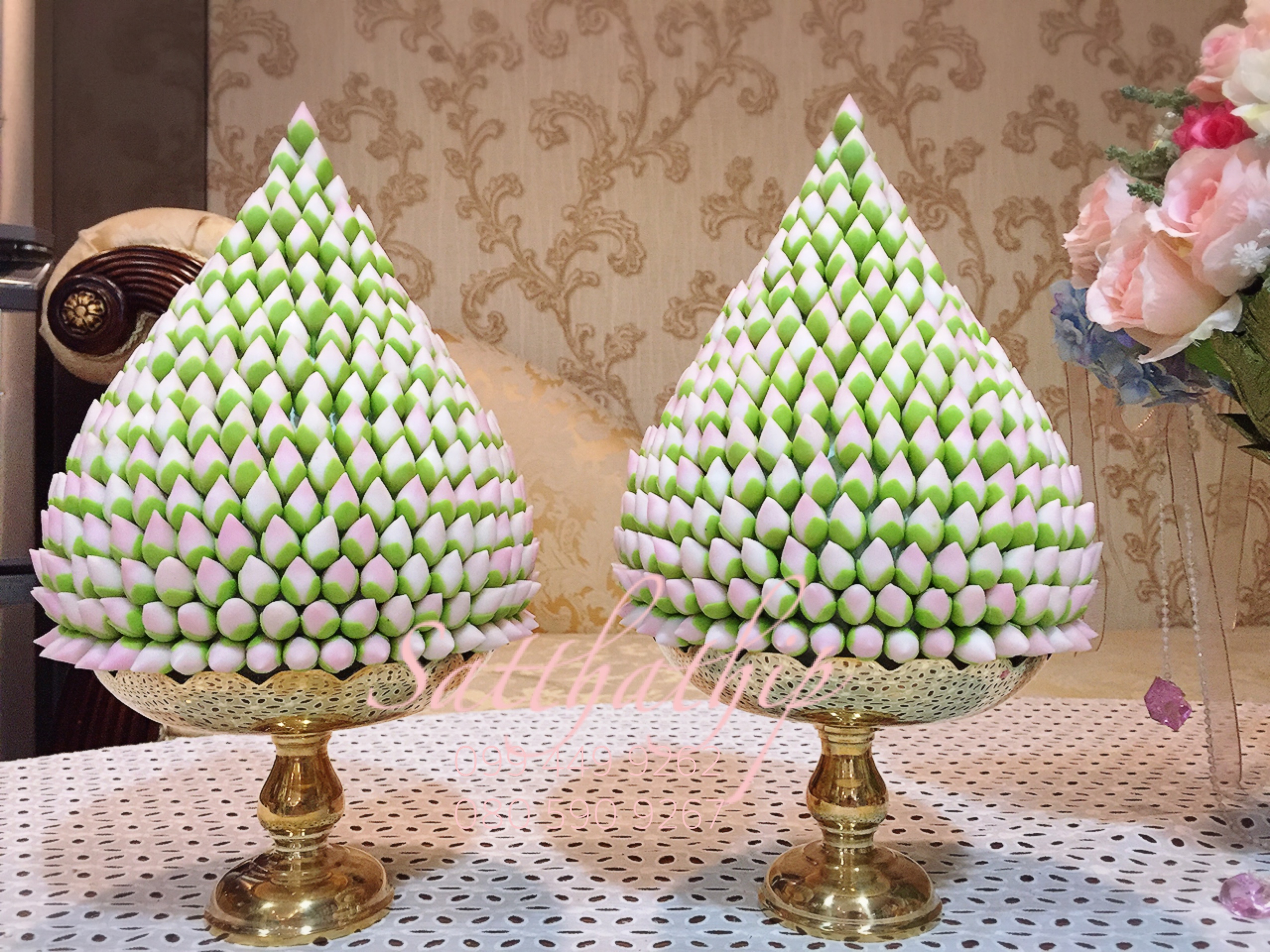 พานพุ่มดอกบัวประดิษฐ์ [7 นิ้ว 5,000 บาท/คู่]