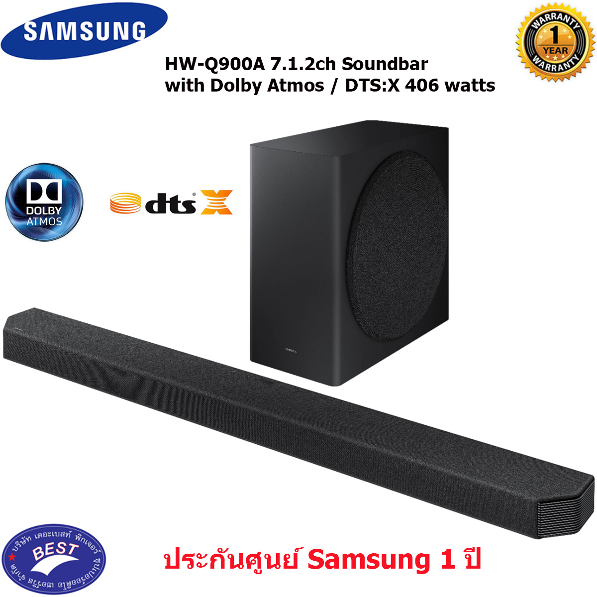 Samsung HW-Q900A 7.1.2ch Soundbar with Dolby Atmos / DTS:X