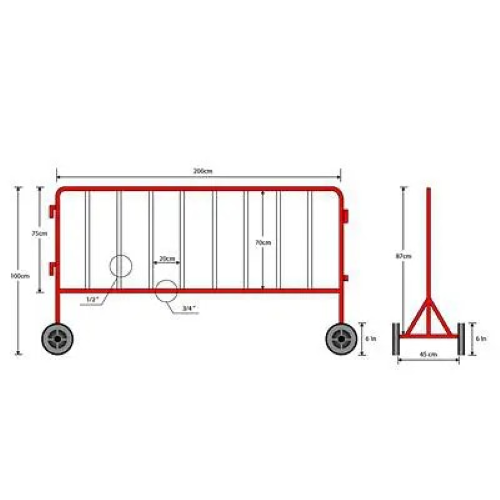 แผงกั้นจราจร แบบมีล้อ / ไม่มีล้อ 1/1.50/2 ม. ขาว-แดง A-Traff