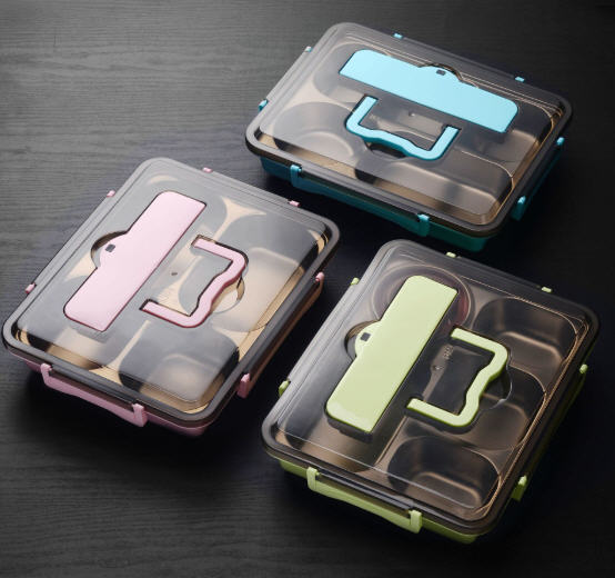 กล่องสแตนเลส,กล่องใส่อาหารสแตนเลส,ถาดใส่อาหารสแตนเลส,ถาดใส่อาหาร5ช่อง