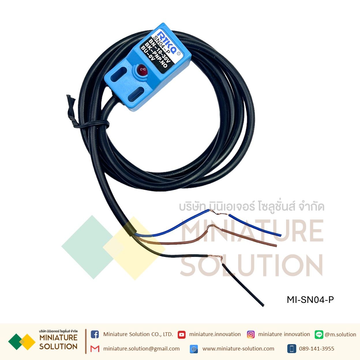 SN04-P พร็อกซิมิตี้เซนเซอร์ ตรวจจับวัตถุโลหะ (PNP, NO ระยะ 4mm) 6-36V DC