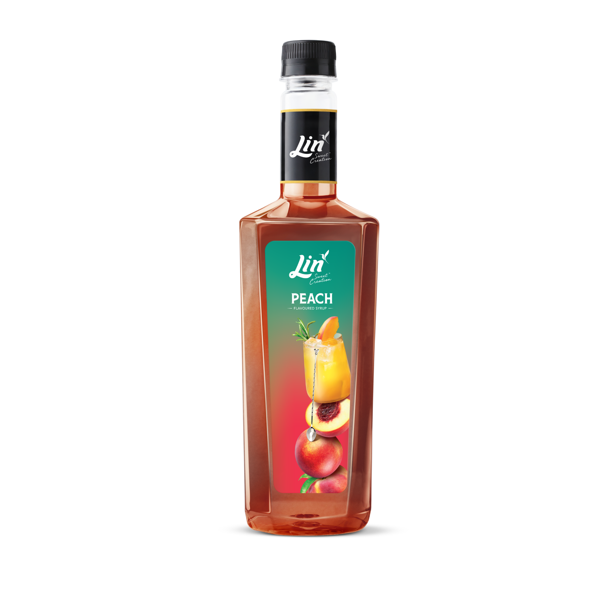 น้ำเชื่อมกลิ่นพีช ตรา ลิน Lin Peach Flavored Syrup 750 ml. (05-5751)