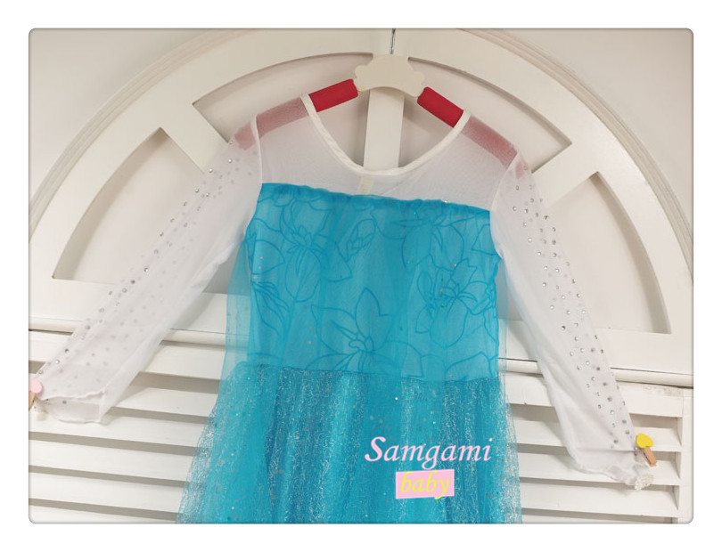 ชุดเจ้าหญิงเอลซ่าสีฟ้าปักเลื่อมที่แขน รหัสสินค้า Elsa 008-3 ไซส์ 100 110 120 130 140 150