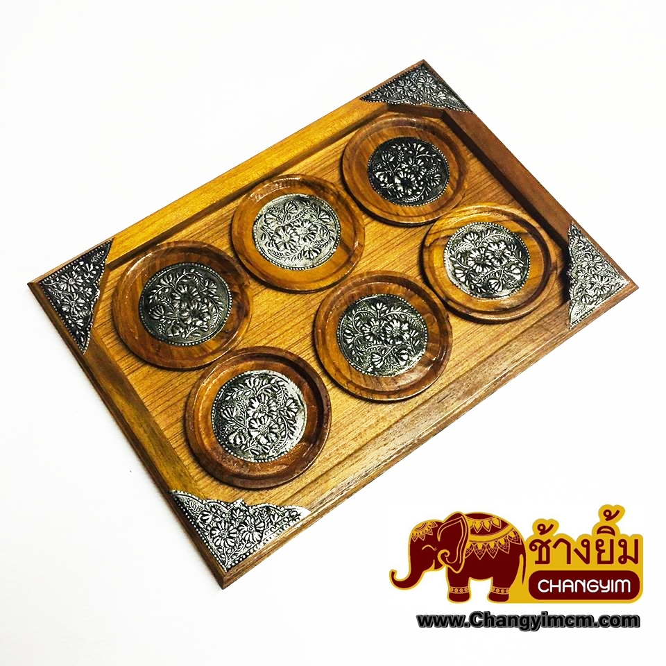 ชุดจานรองแก้วไม้สัก ( 6ชิ้น )