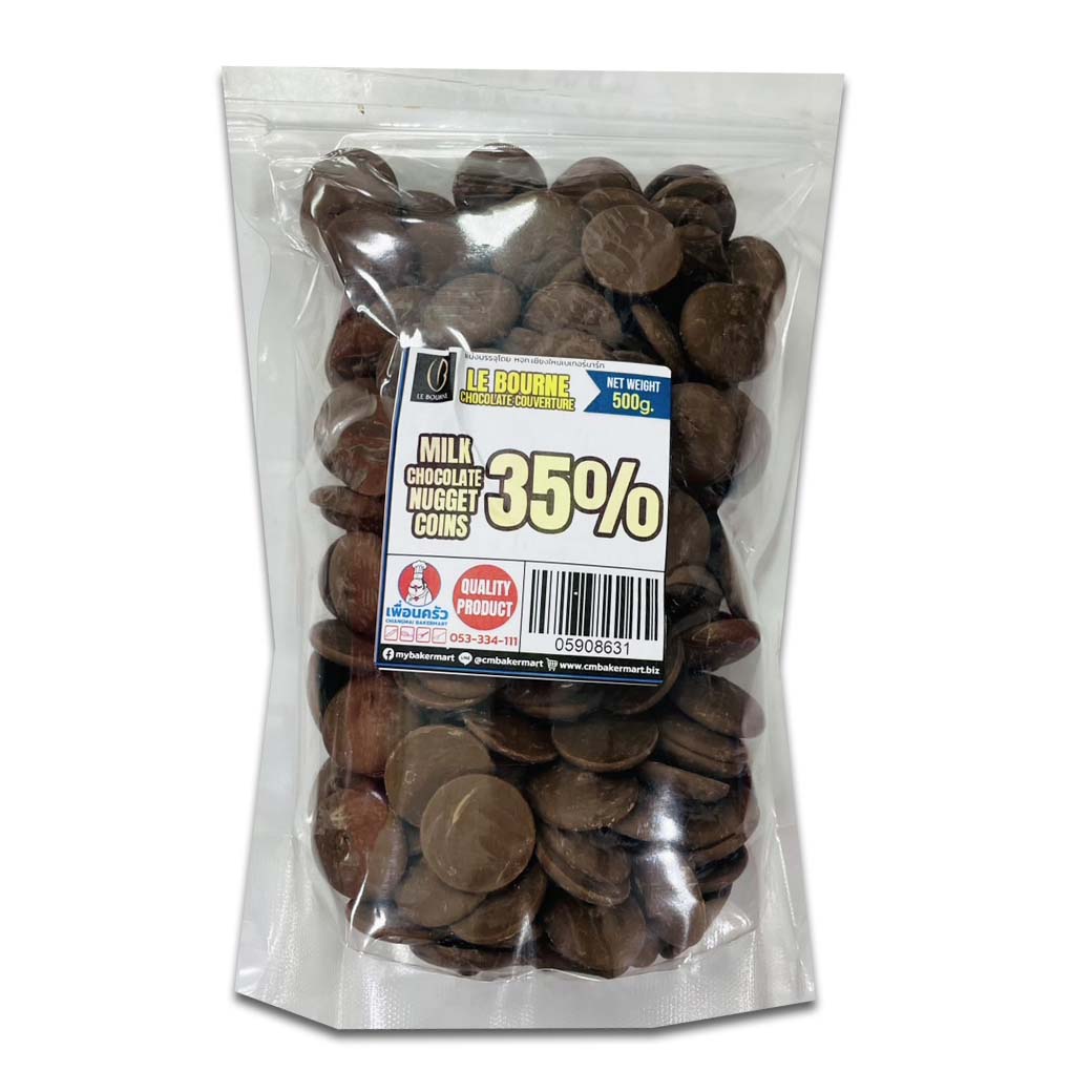 Le Bourne Milk Chocolate Couverture Nuggets (Coins) 35 % 500 g. (05-9086-31)