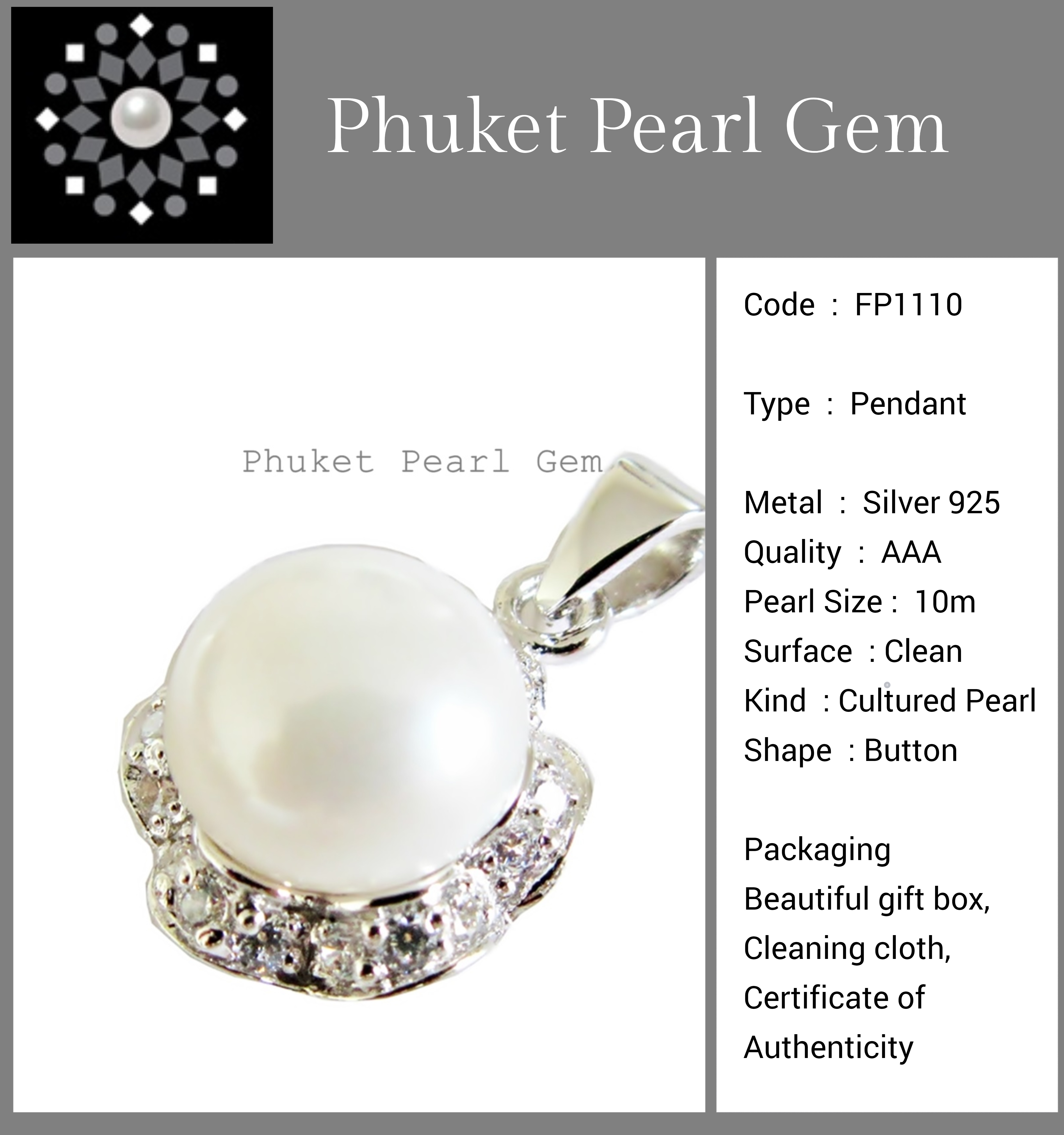 Sterling Silver White Pearl Flower Pendant