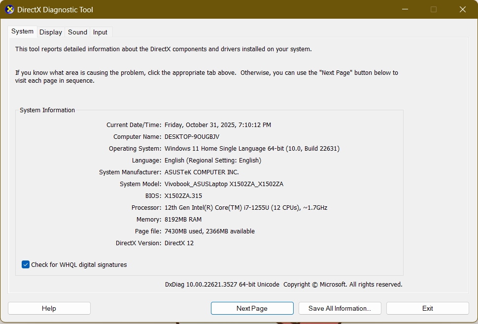 ASUS VIVOBOOK 15 X1502ZA-EJ7162WS (QUIET BLUE)