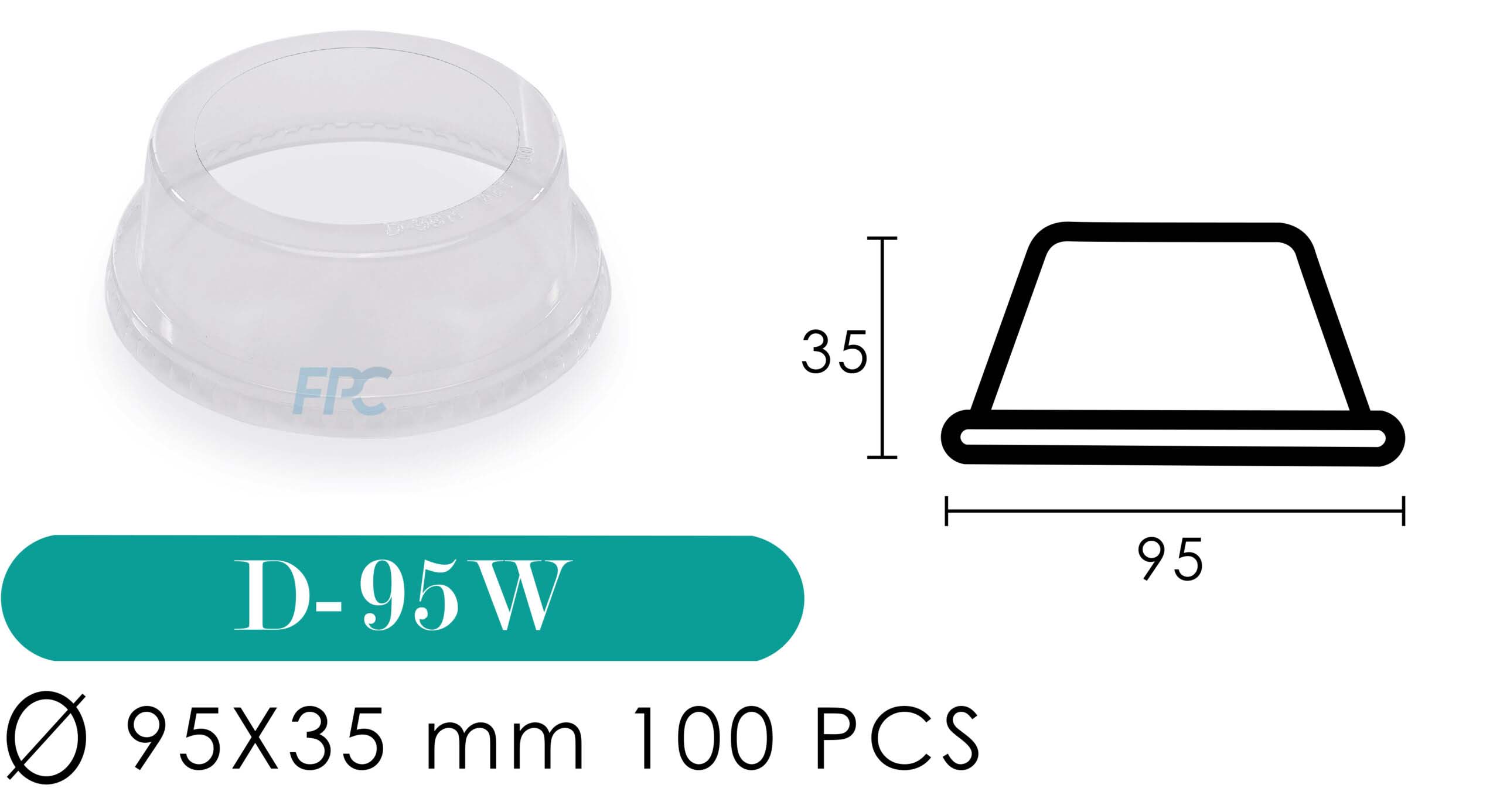 ฝาแก้ว / ฝาวิปครีม Pet 95 mm. D-95 W 100 ใบ (09-8166)