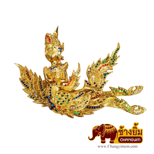 กินรีแกะสลักลงทองคำ ( แบบแขวน )