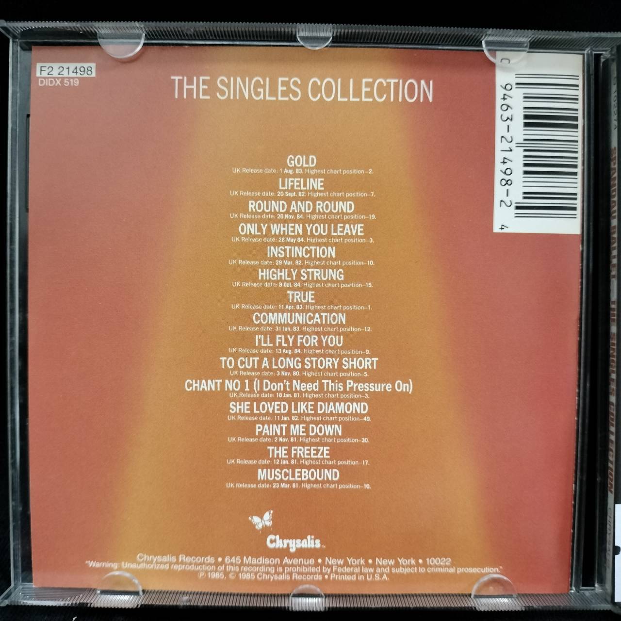 Spandau Ballet – The Singles Collection / USA / แผ่นดี