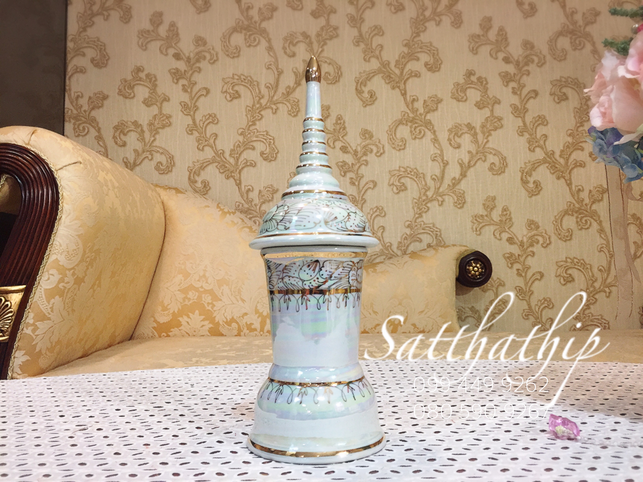 โกศอัฐิเซรามิก เคลือบมุก