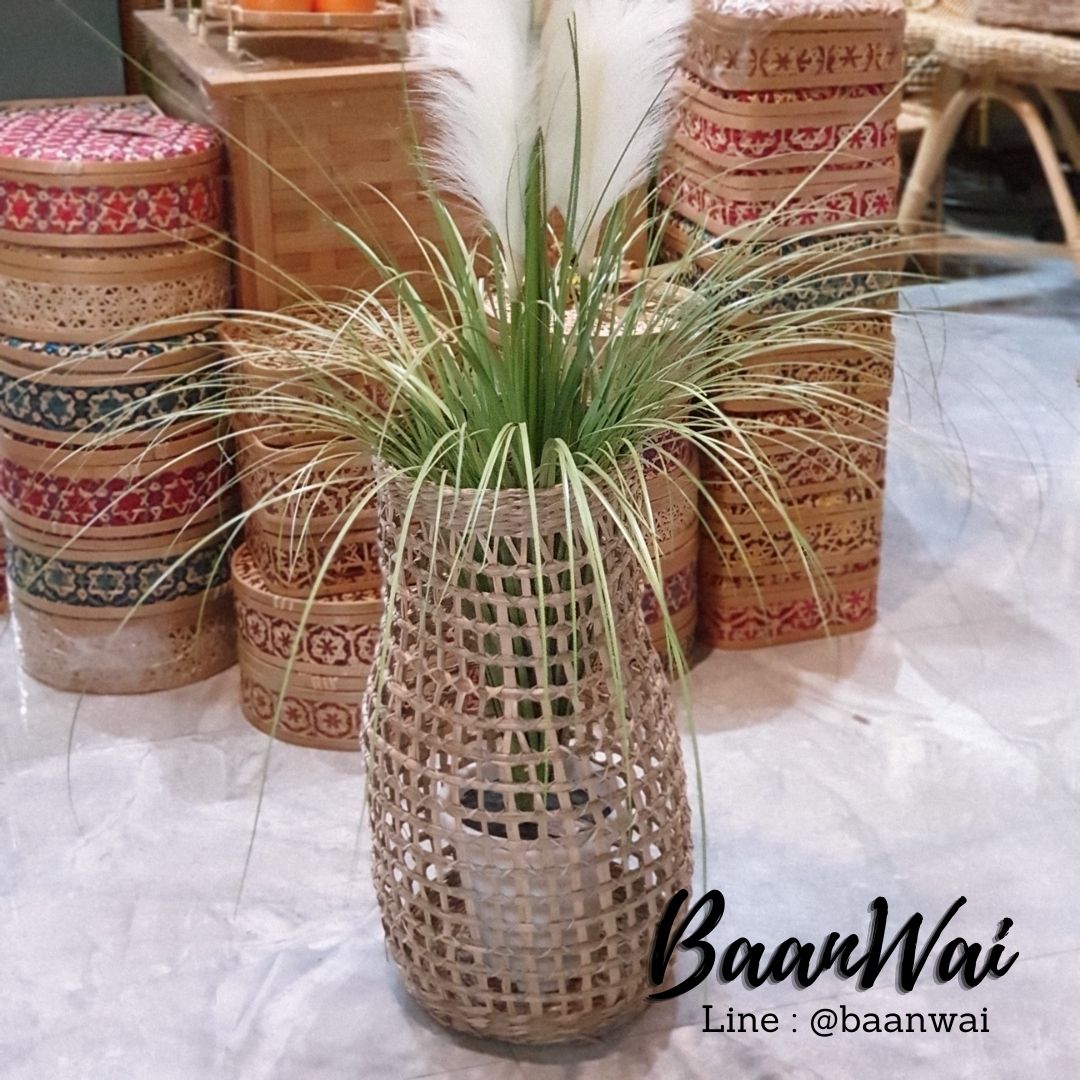 ตะกร้าต้นไม้ ตะกร้าฟางหญ้า แจกันฟางหญ้า