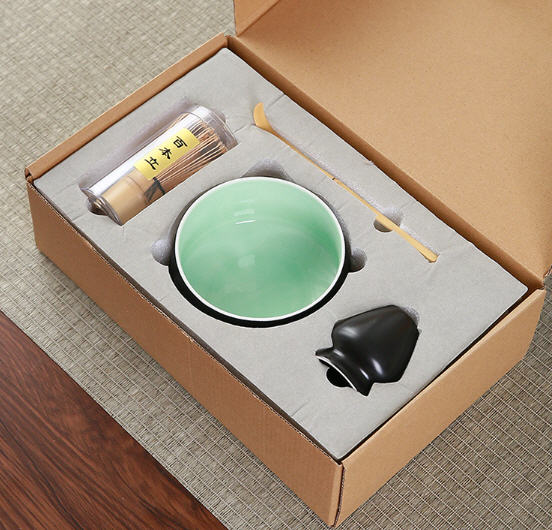 อุปกรณ์ชงมัทฉะญี่ปุ่น4ชิ้น,อุปกรณ์ชงมัทฉะ,ถ้วยชงชา+แท่นวางแปรงไม้ไผ่+แปรงชาเขียว+ช้อนตักผงชาเขียวมัทฉะ