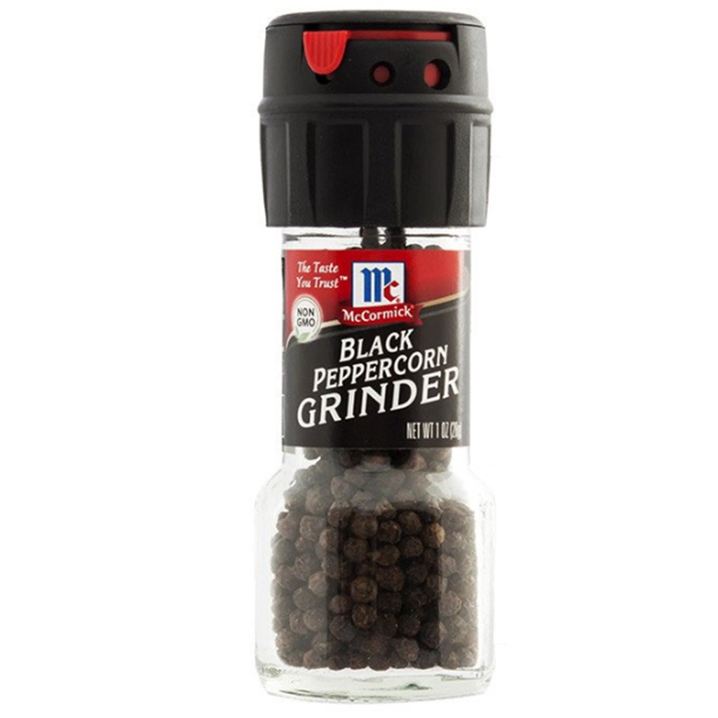 McCormick Black Peppercorn Grinder พริกไทยดำเม็ดพร้อมขวดฝาบด แม็คคอร์มิค 28g. (05-0586)